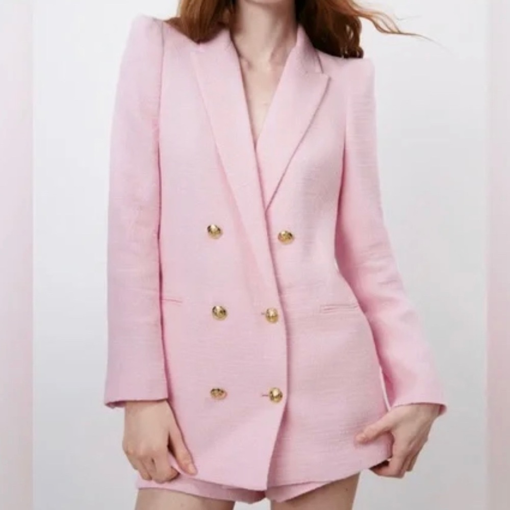 ZARA Pink Tweed Blazer